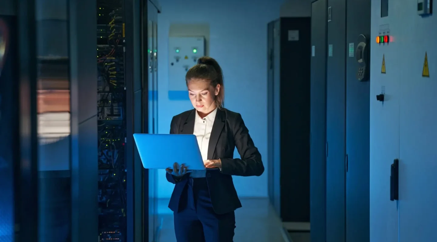 IT engineer specialist working in network server room